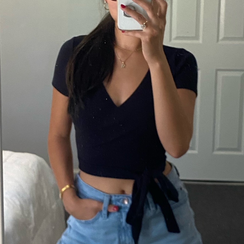Hollister Black Wrap Crop Top